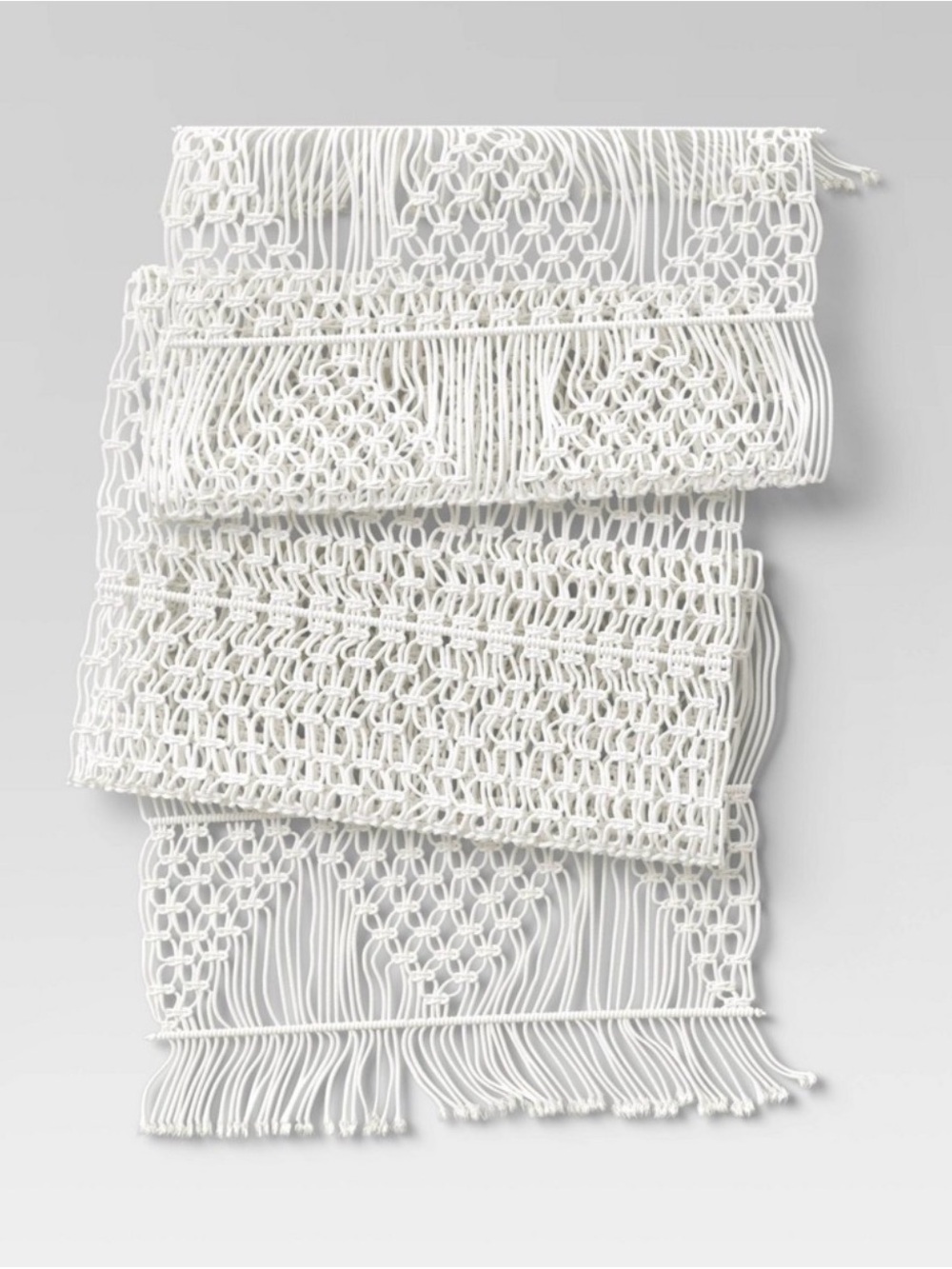 Cotton Macrame Runner White Threshold Geometric Bohemian Tablecloth